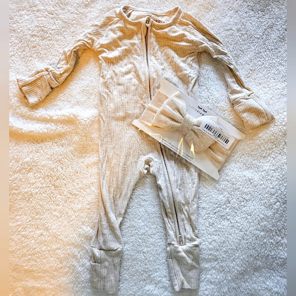 Little Sleepies Oatmeal Ribbed Bundle